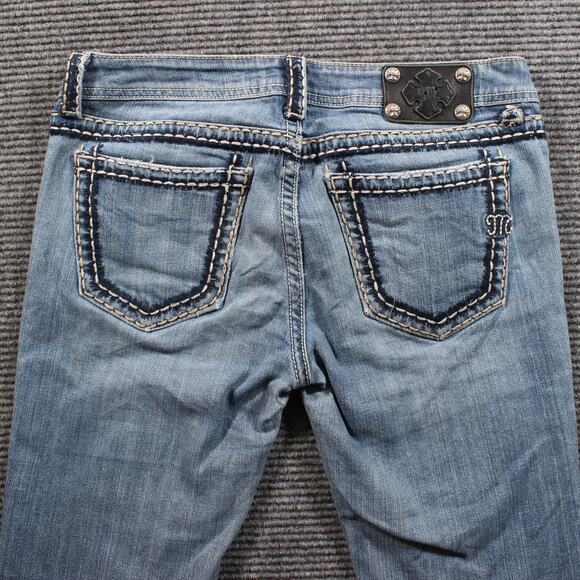 Miss Me Jeans Women's 31x34 Blue Bootcut Flap Pockets Contrast Stitch - Picture 5 of 9
